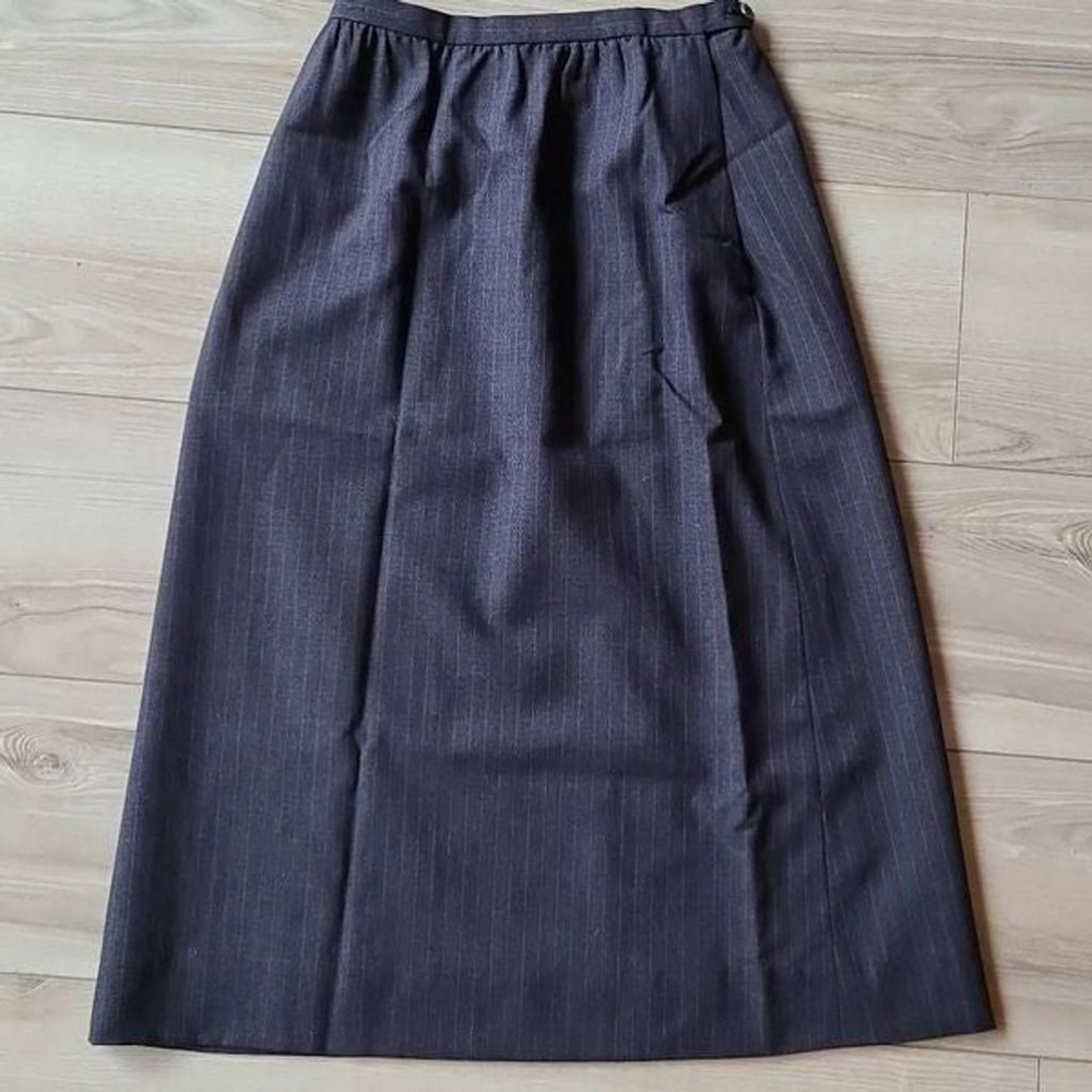 Cricketeer Dayton's Oval Room Tailored Long Lined Wool Skirt sz S Navy Pinstripe - Picture 3 of 7